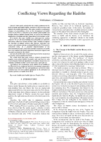 Conflicting Views Regarding the Hadiths