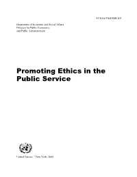 Promoting Ethics in the Public Service