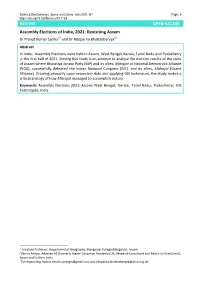 REVIEW OPEN ACCESS Assembly Elections of India, 2021: Revisiting