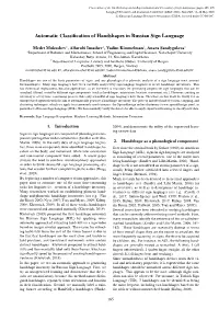 Automatic Classification of Handshapes in Russian Sign
