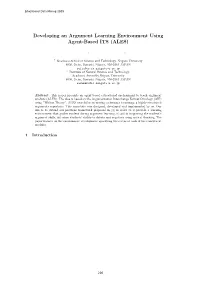 Developing an Argument Learning Environment Using Agent-Based ITS (ALES)