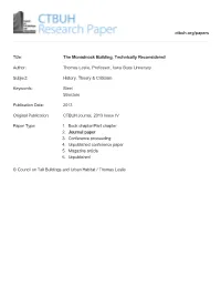 The Monadnock Building, Technically Reconsidered 2. Journal Paper
