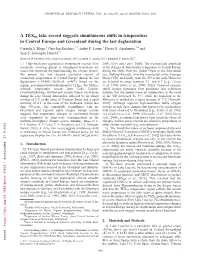 A TEX86 Lake Record Suggests Simultaneous Shifts in Temperature