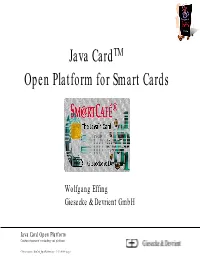 Java Cardtm Open Platform for Smart Cards