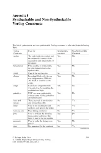 Non-Synthesizable Verilog Constructs