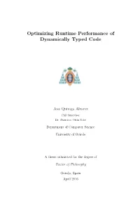 Optimizing Runtime Performance of Dynamically Typed Code
