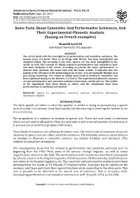 Some Facts About Constative and Performative Sentences, and Their Experimental-Phonetic Analysis (Basing on French Examples)