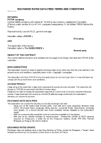 EXCHANGE RATES DATA FEED TERMS and CONDITIONS July 2013 Version