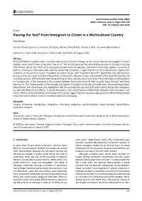 From Immigrant to Citizen in a Multicultural Country
