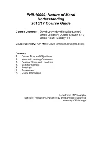 Nature of Moral Understanding 2016/17 Course Guide