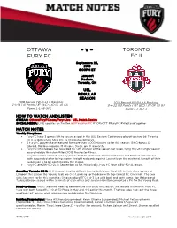 OTTAWA FURY FC Vs TORONTO FC II
