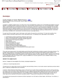 Page 1 of 18 2004 Country Report on Human Rights Practices in Azerbaijan