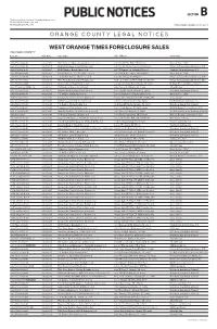 PUBLIC NOTICES SECTION B Find Your Notices Online At: Orangeobserver.Com, Floridapublicnotices.Com and Businessobserverfl.Com THURSDAY, AUGUST 10, 2017