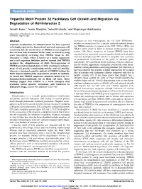 Tripartite Motif Protein 32 Facilitates Cell Growth and Migration Via Degradation of Abl-Interactor 2