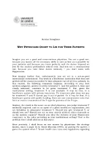 Why Physicians Ought to Lie for Their Patients