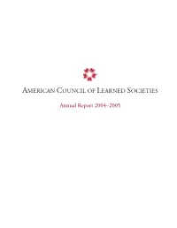 American Council of Learned Societies Annual Report 2004-2005
