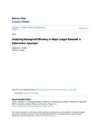 Analyzing Managerial Efficiency in Major League Baseball: a Sabermetric Approach