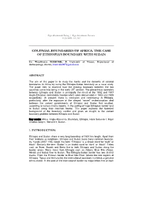 Ethiopia's Boundary with Sudan and the Gwynn Factor