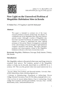 New Light on the Unresolved Problem of Megalithic Habitation Sites in Kerala