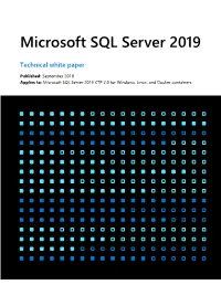 SQL Server 2019 Technical White Paper