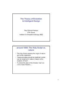 The Theory of Evolution & Intelligent Design Around 1800
