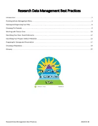 Research Data Management Best Practices