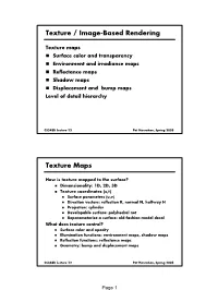 Texture / Image-Based Rendering Texture Maps