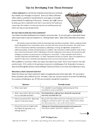 Tips for Developing Your Thesis Statement
