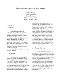 Biometrics and Security in Smartphones Steven