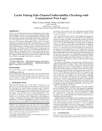 Cache Timing Side-Channel Vulnerability Checking With