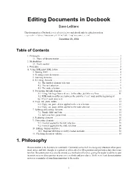 Editing Documents in Docbook Dave Leblanc