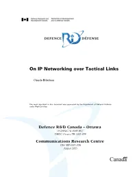 On IP Networking Over Tactical Links
