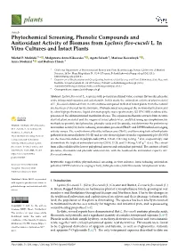 Phytochemical Screening, Phenolic Compounds and Antioxidant Activity of Biomass from Lychnis ﬂos-Cuculi L