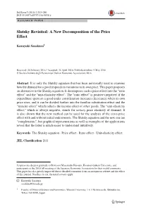 Slutsky Revisited: a New Decomposition of the Price Effect