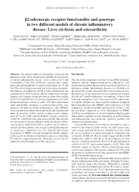 Β2‑Adrenergic Receptor Functionality and Genotype in Two Different Models of Chronic Inflammatory Disease: Liver Cirrhosis and Osteoarthritis