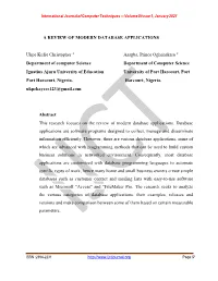 A Review of Modern Database Applications