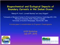 Biogeochemical and Ecological Impacts of Boundary Currents in the Indian Ocean