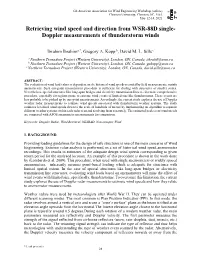Retrieving Wind Speed and Direction from WSR-88D Single- Doppler Measurements of Thunderstorm Winds