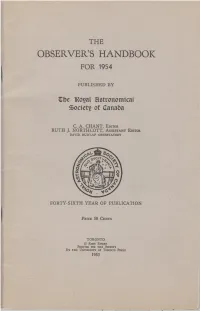 The Observer's Handbook for 1954