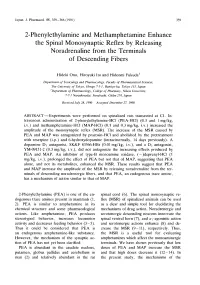 2-Phenylethylamine and Methamphetamine Enhance the Spinal Monosynaptic Reflex by Releasing Noradrenaline from the Terminals of Descending Fibers