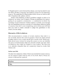 Elements of MLA Citations