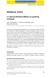 EMPIRICAL STUDY L1 and L2 Distance Effects in Learning L3 Dutch