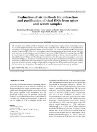 Evaluation of Six Methods for Extraction and Purification of Viral DNA from Urine and Serum Samples