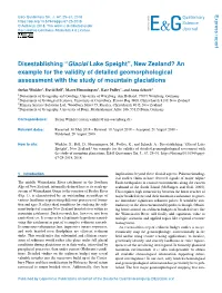 “Glacial Lake Speight”, New Zealand? an Example for the Validity of Detailed Geomorphological Assessment with the Study of Mountain Glaciations