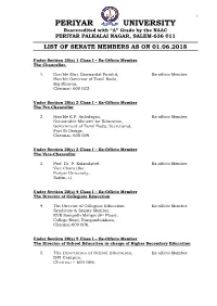 LIST of SENATE MEMBERS As on 17