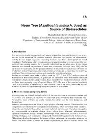 Neem Tree (Azadirachta Indica A. Juss) As Source of Bioinsectides