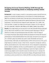Designing Universal Chemical Markup (UCM) Through the Reusable Methodology Based on Analyzing Existing Related Formats