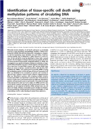 Identification of Tissue-Specific Cell Death Using Methylation Patterns of Circulating DNA