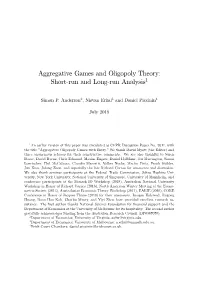 Aggregative Games and Oligopoly Theory: Short-Run and Long-Run Analysis1