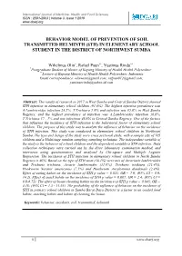 Behavior Model of Prevention of Soil Transmitted Helminth (Sth) in Elementary School Student in the District of Northwest Sumba